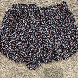 Hollister Navy Floral High Waist Shorts
